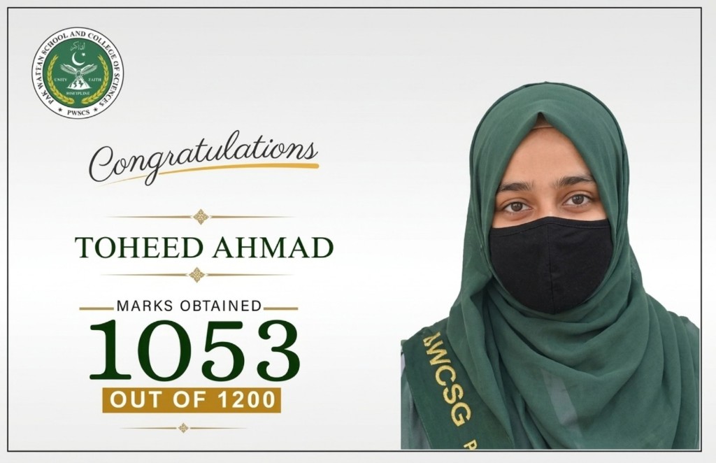 F.Sc-II outstanding student — 1053 marks out of 1200
