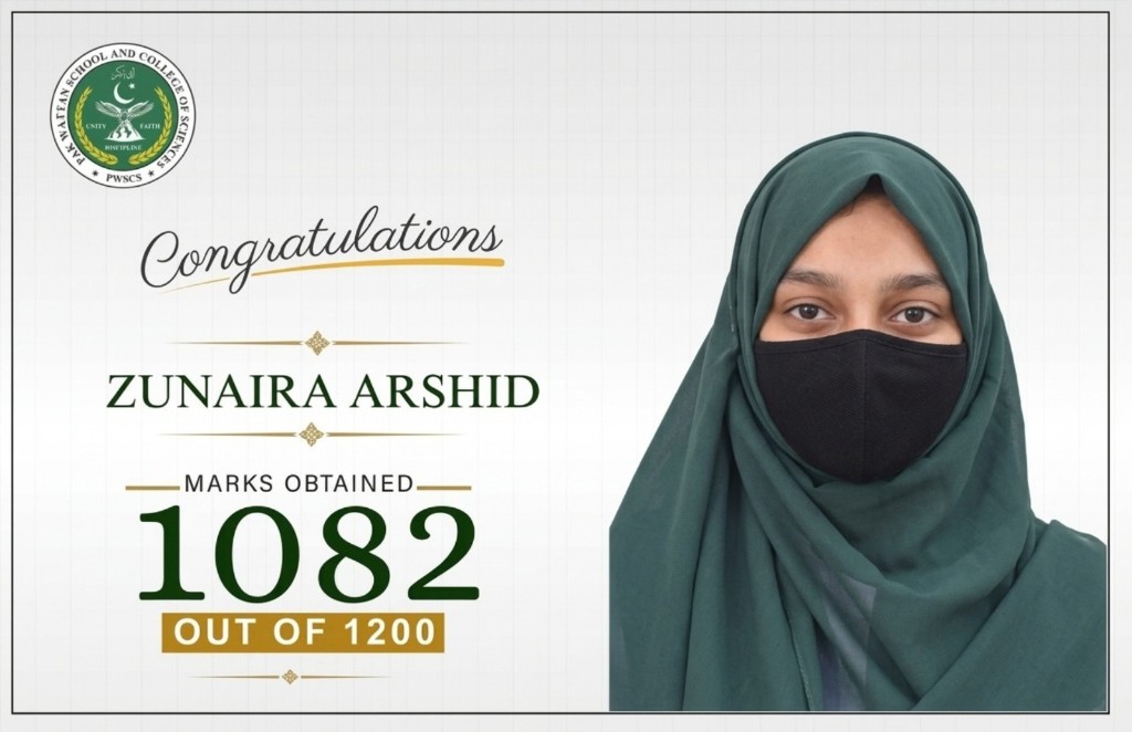 F.Sc-II outstanding student — 1082 marks out of 1200